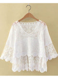Women Flower Lace Loose Sleeve Beautiful Top