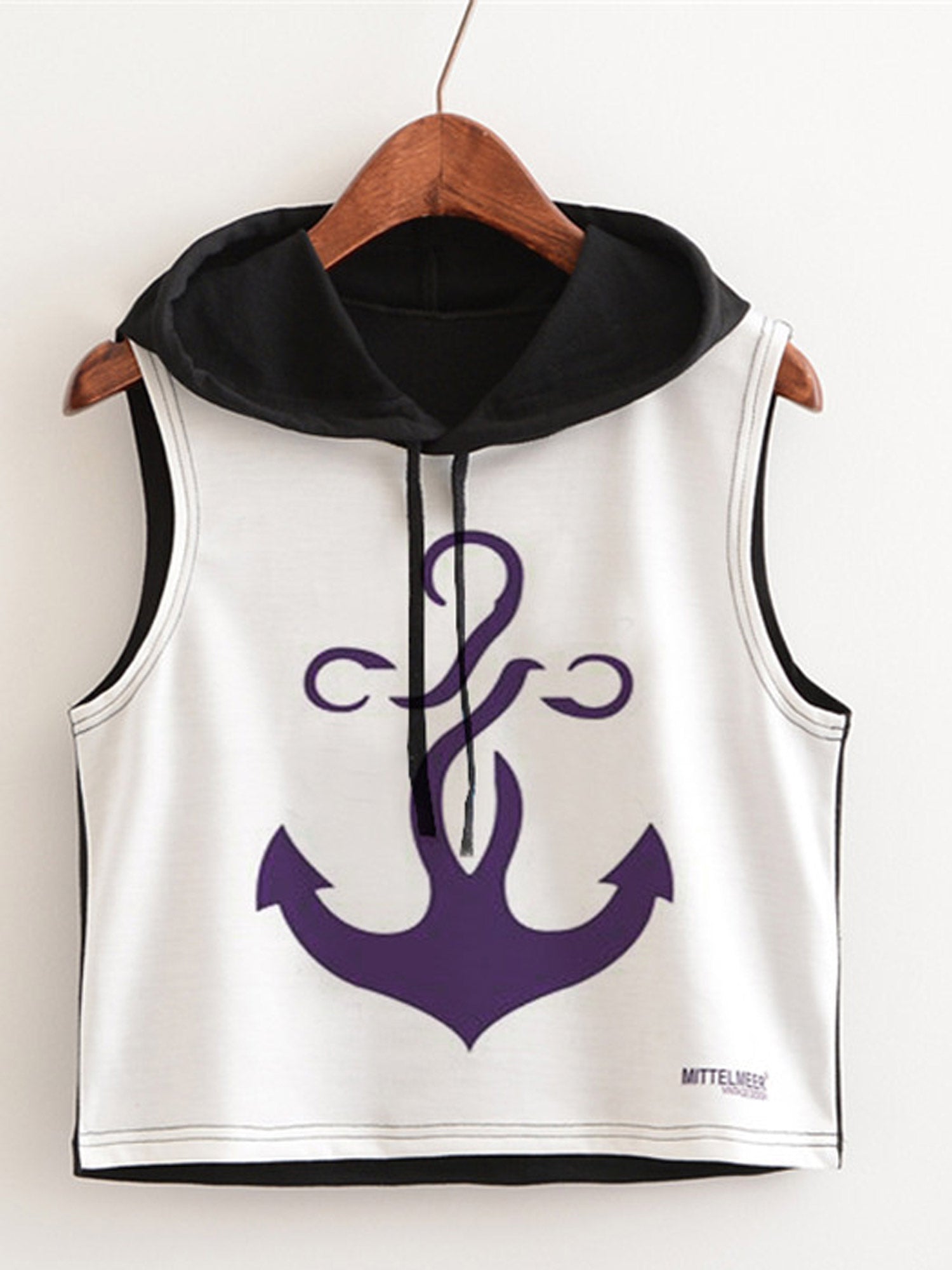 Women Printed Pattern Hooded Neck Casual Top