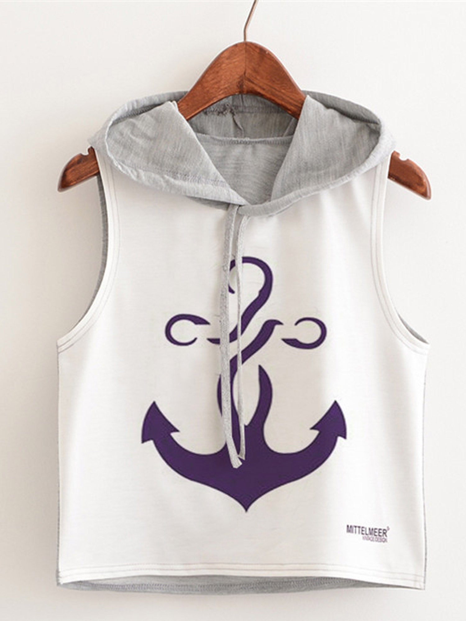 Women Printed Pattern Hooded Neck Casual Top