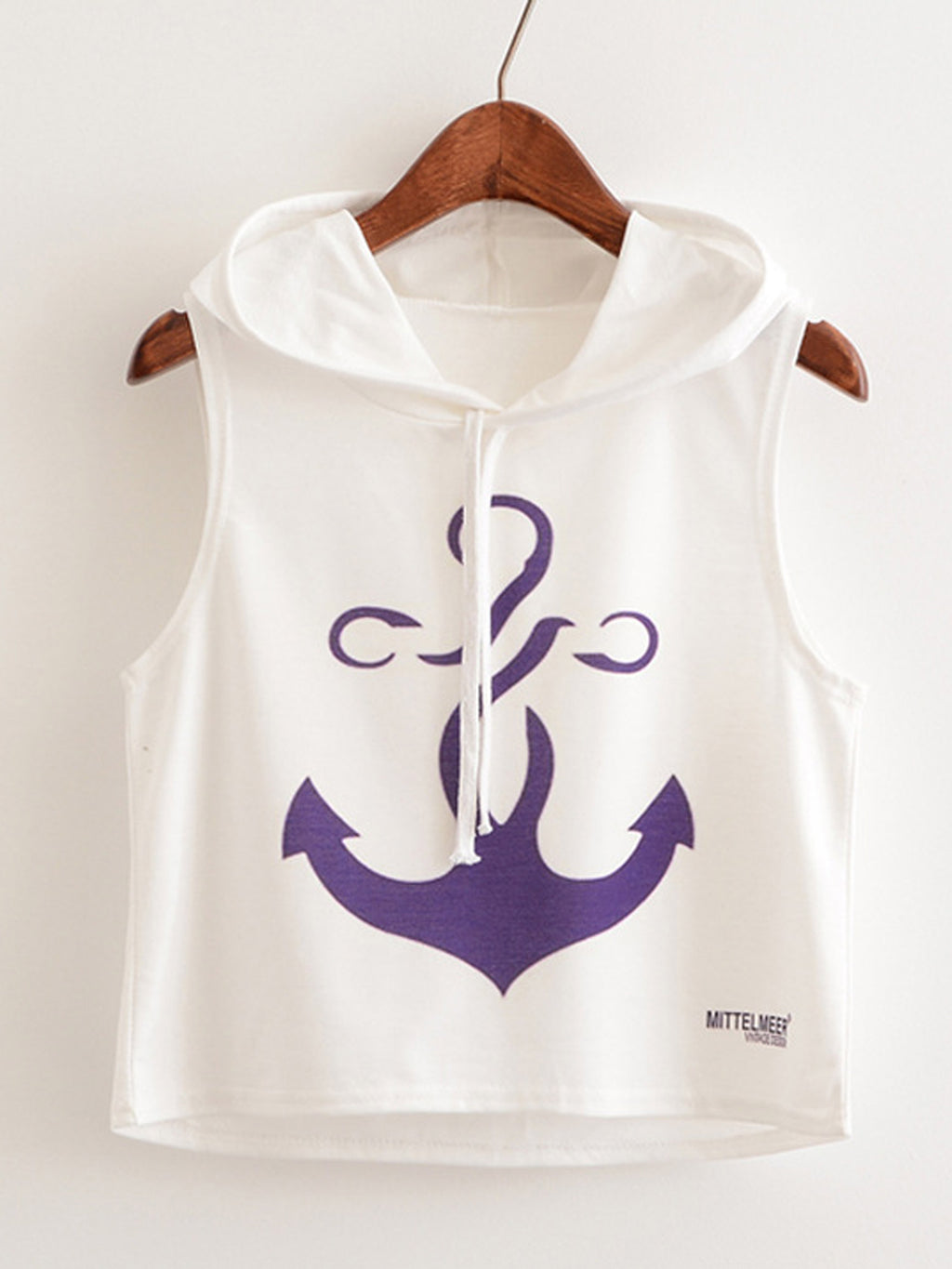 Women Printed Pattern Hooded Neck Casual Top