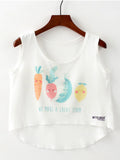 Women Printed Irregular Hem Sleeveless Top