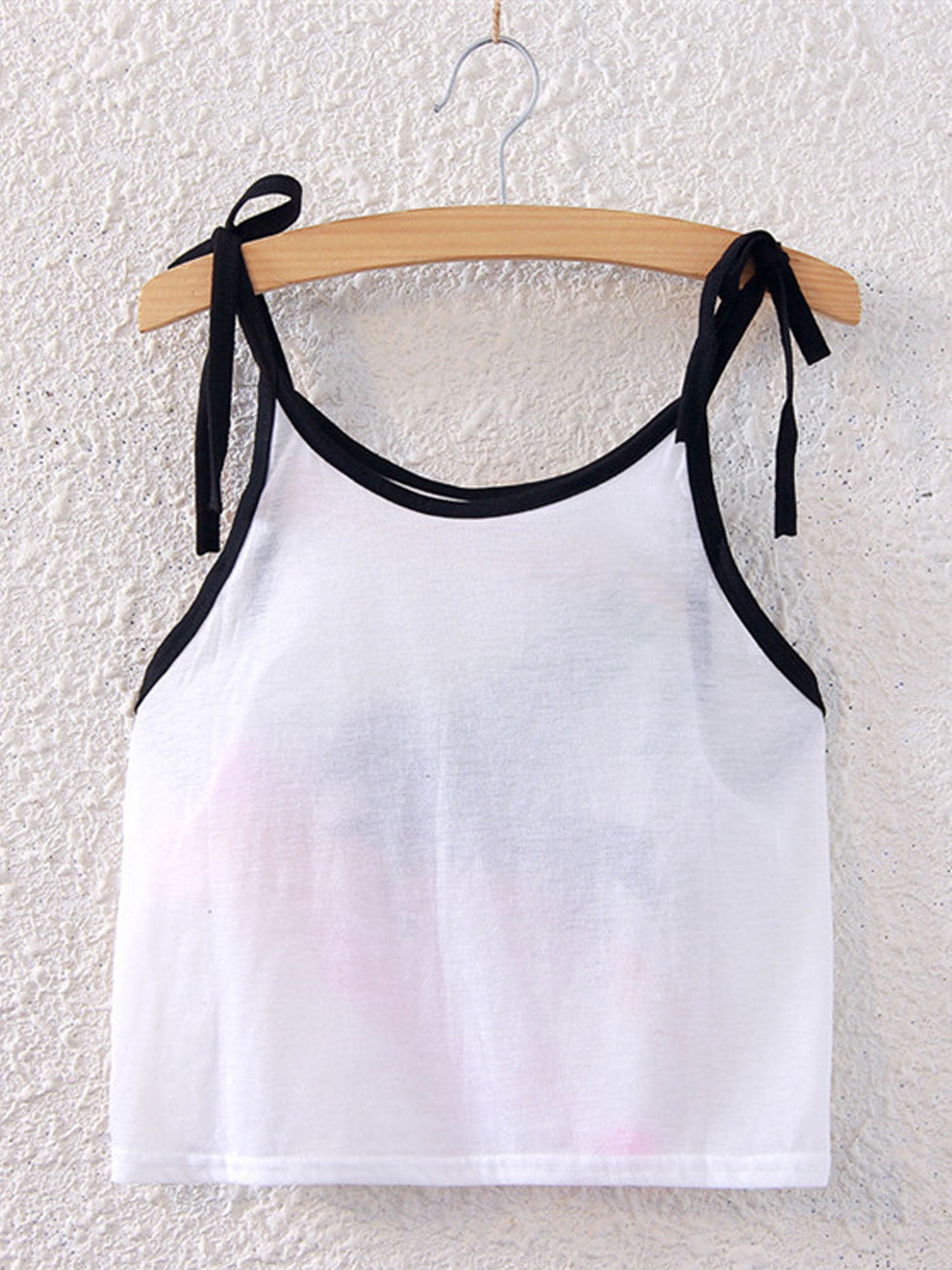 Women Printed Design Strap Shoulder Short Top