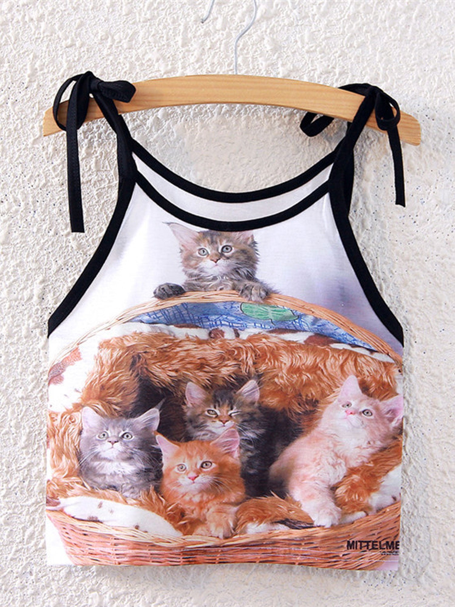Women Printed Design Strap Shoulder Short Top