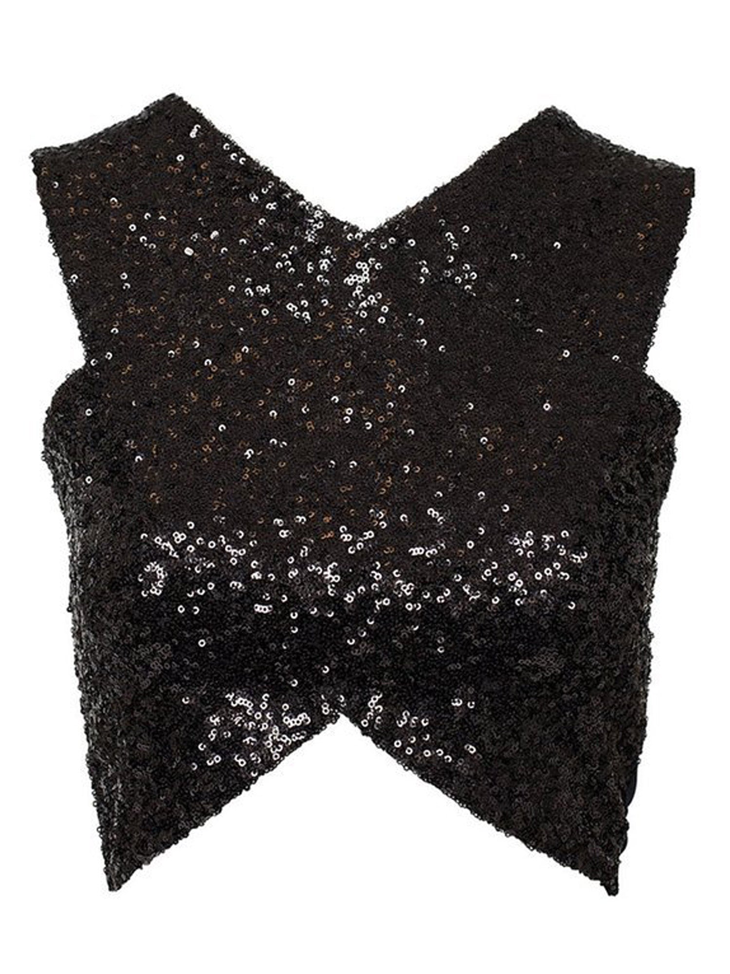 Women Wrap Style Sequin Slim Body Top