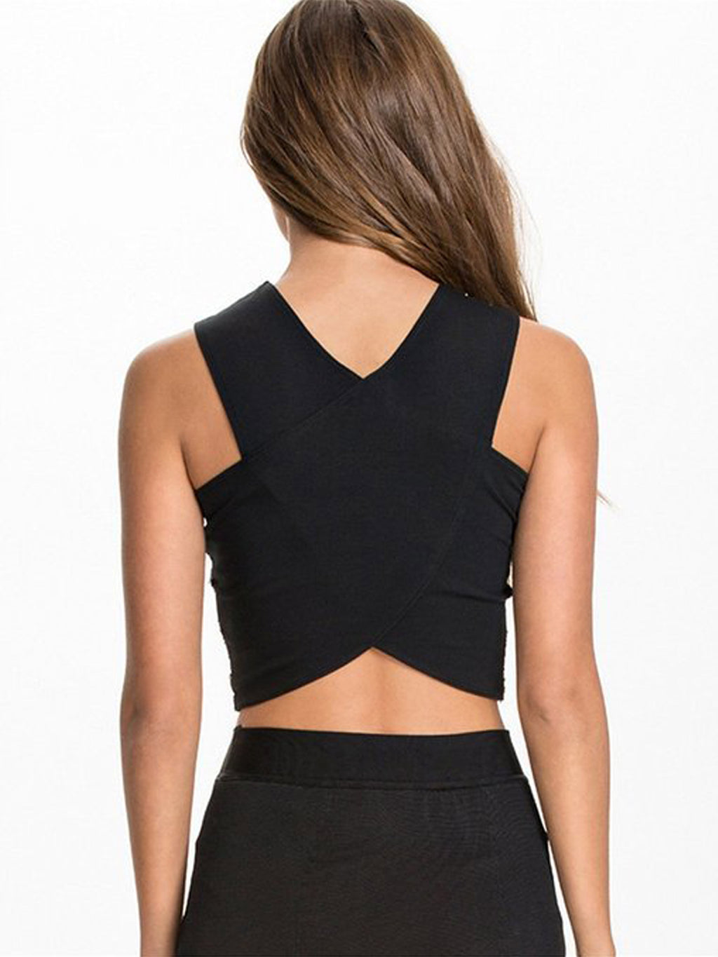 Women Wrap Style Sequin Slim Body Top