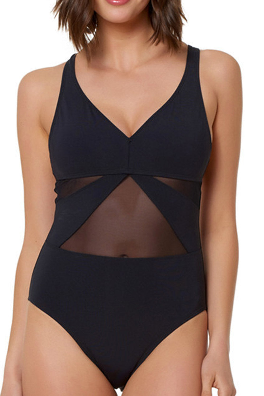Women Keyhole Printed Top Solid Panty Swim Set
