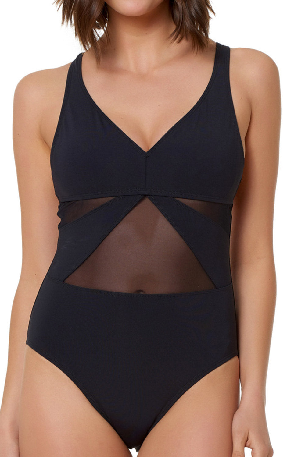 Women Keyhole Printed Top Solid Panty Swim Set