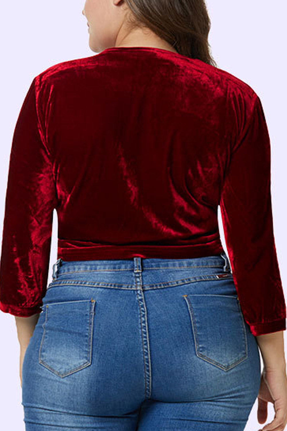 Women Fashion Tie Knot Cropped Velvet Top