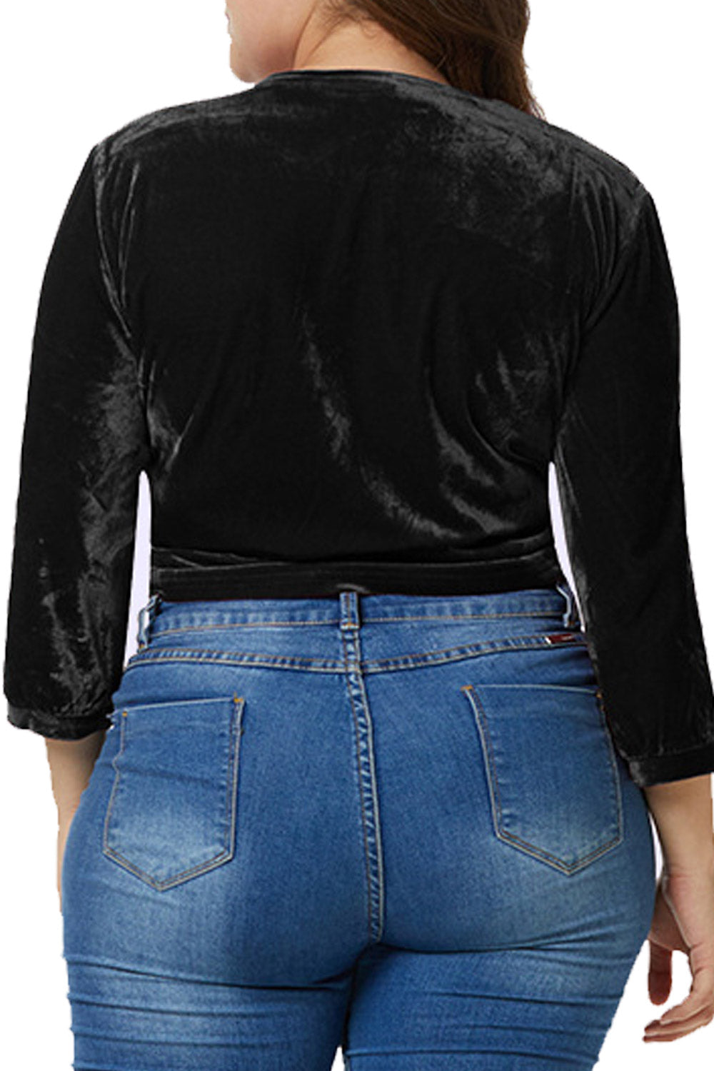 Women Fashion Tie Knot Cropped Velvet Top
