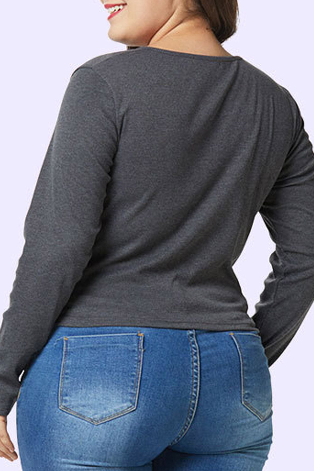 Women Knotted Hem Round Neck Lovely Top