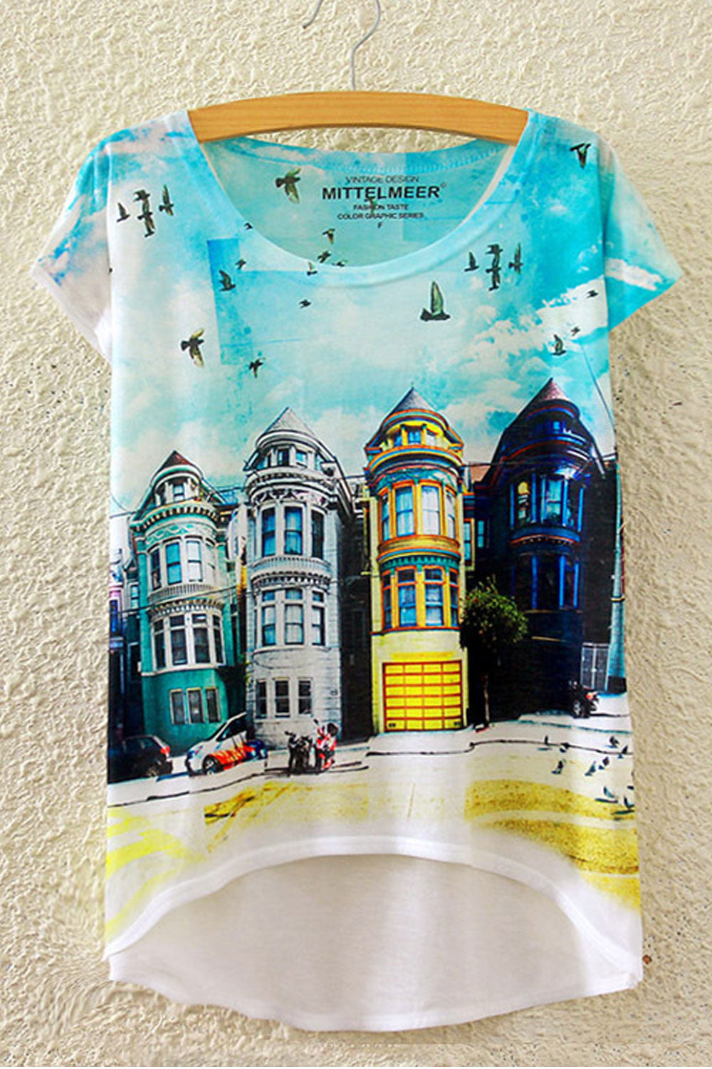 Women Castle Printed Casual Loose T-Shirt