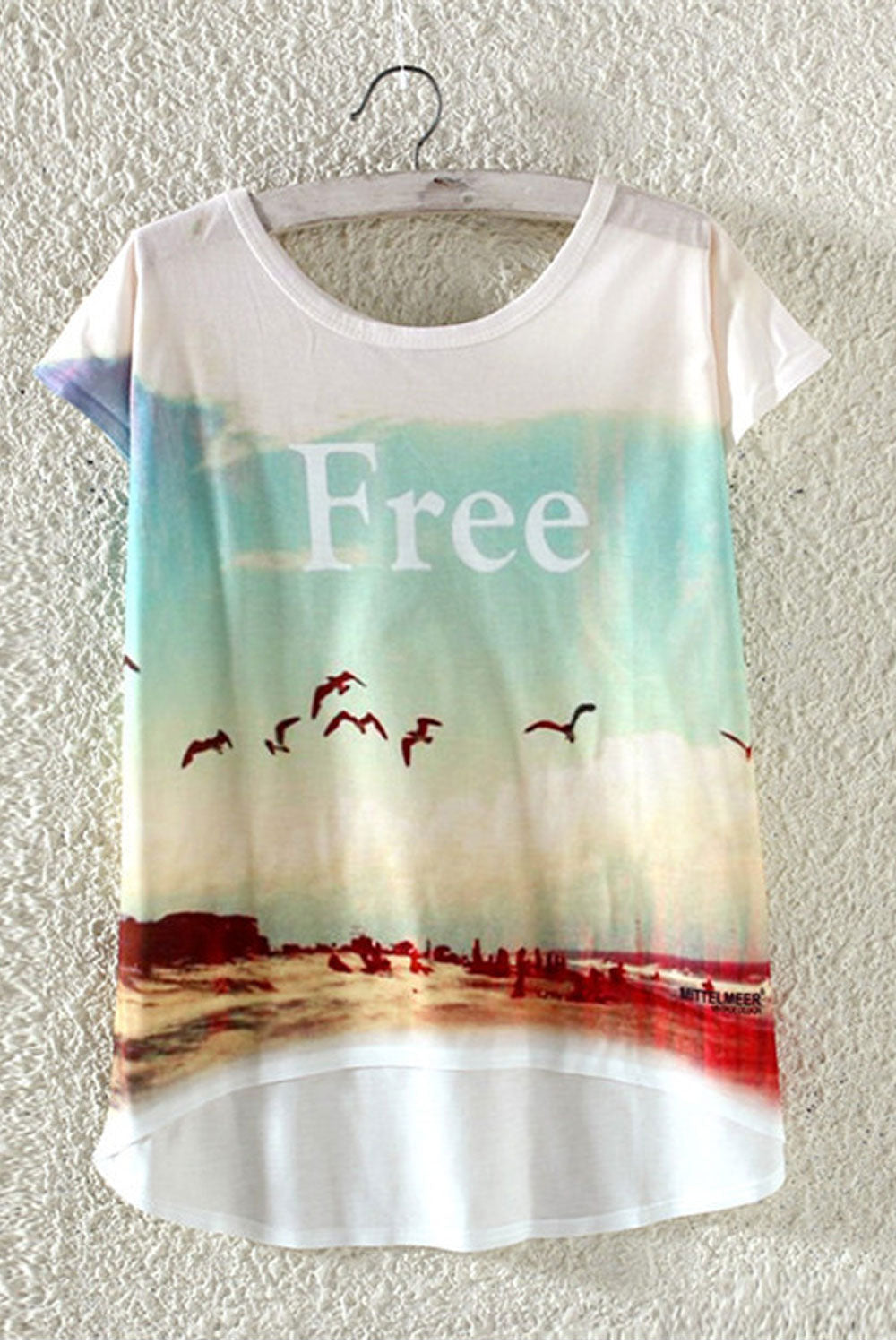Women Graphic Printed Irregular Summer T-Shirt