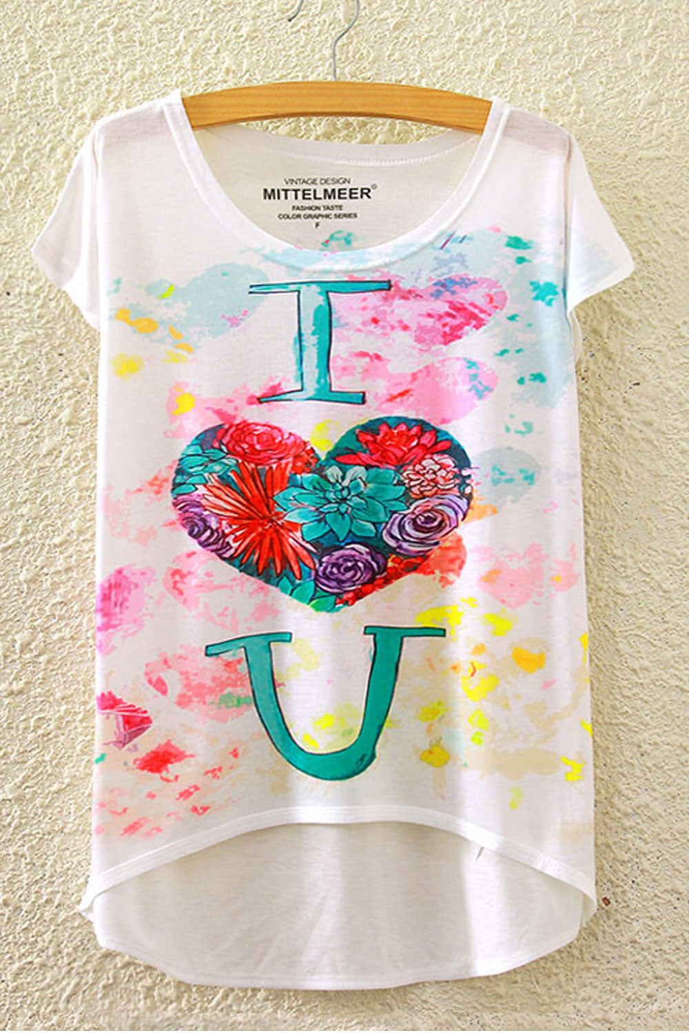Women Loose Colorfull Irregular Summer T-Shirt