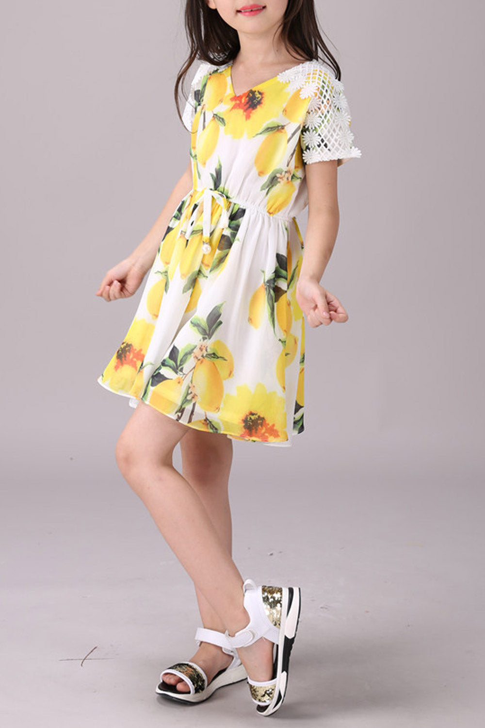 Kids Girls Summer Printed Chiffon Casual Dress