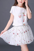 Kids Girls Printed Short Sleeve Flare Summer Dress