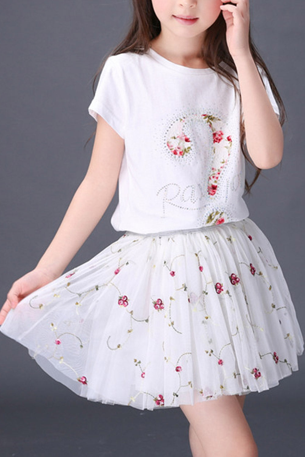 Kids Girls Printed Short Sleeve Flare Summer Dress