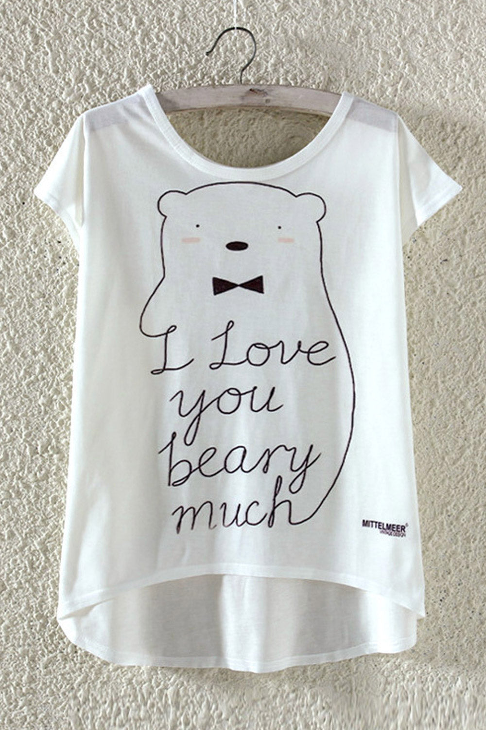 Women Cartoon Graphic Loose Irregular T-Shirt