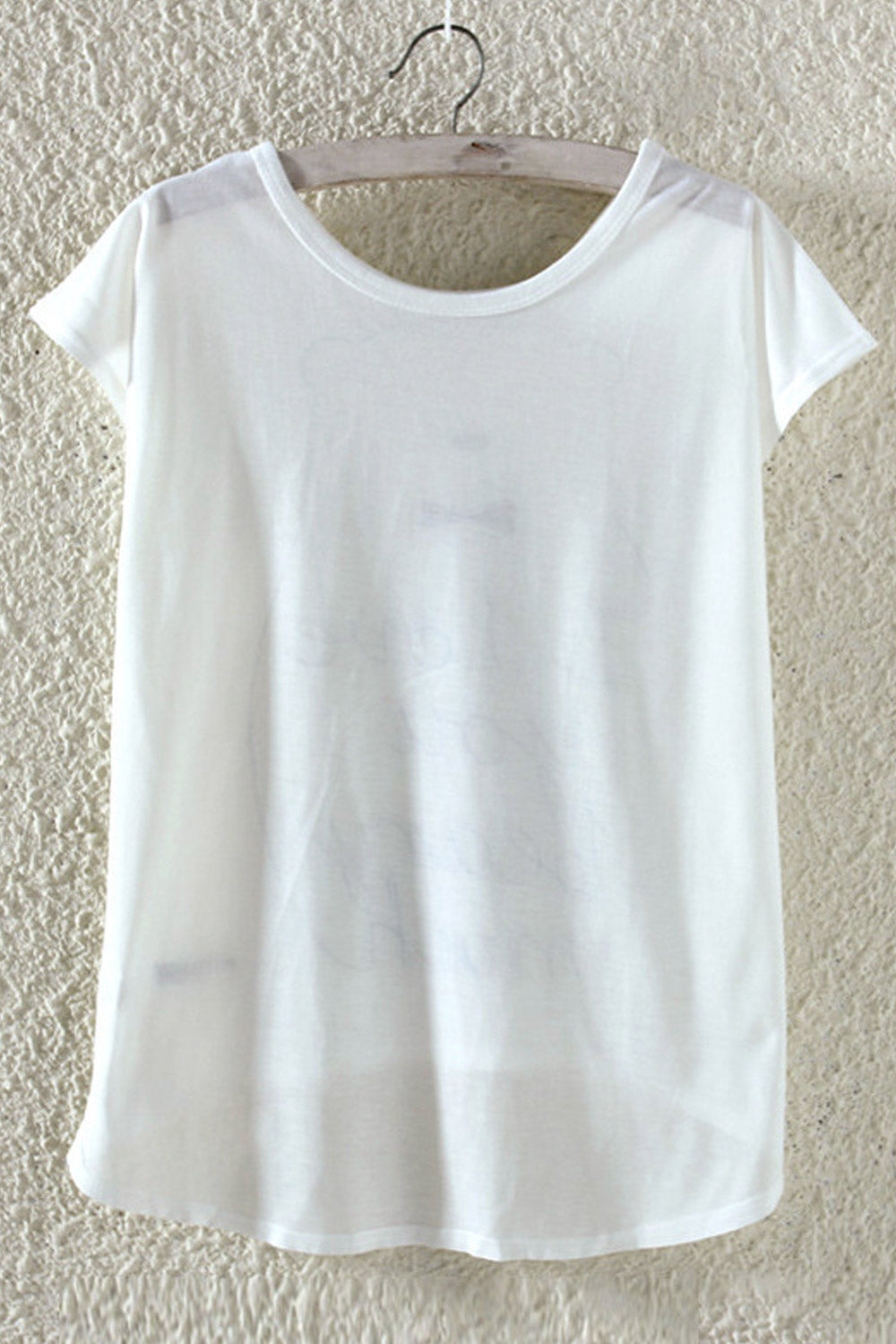 Women Cartoon Graphic Loose Irregular T-Shirt