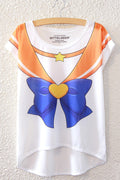 Women Summer Irregular Printed Loose T-Shirt