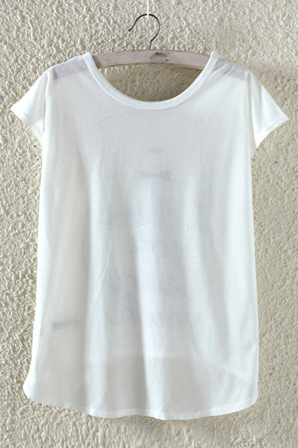 Women Small Sleeve Puppy Print Casual T-Shirt