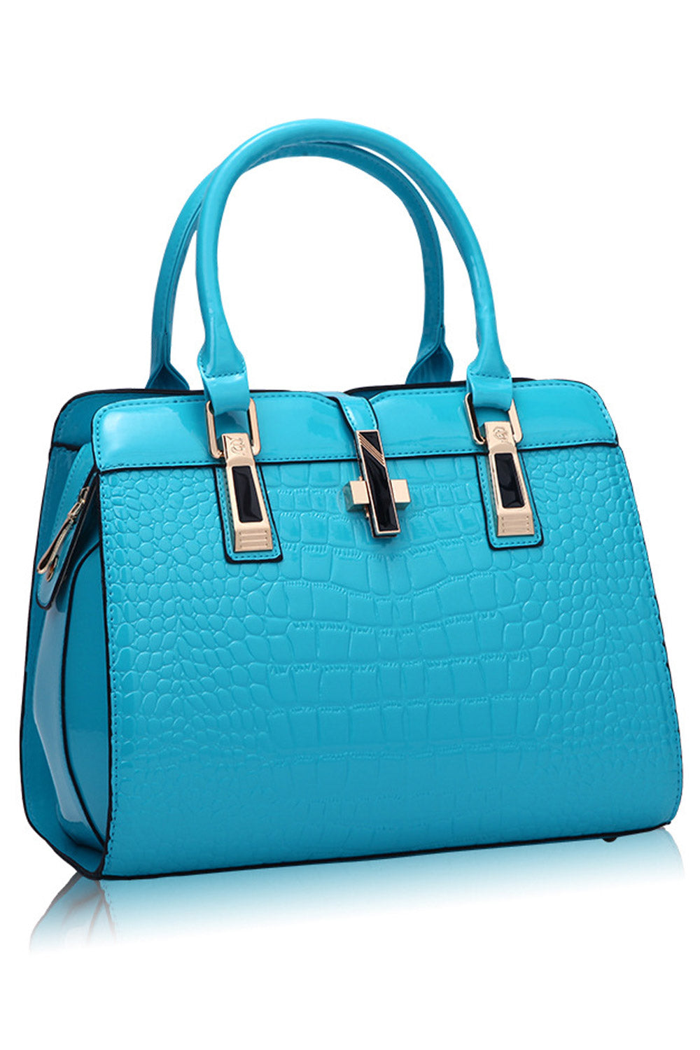 Women Vertical Square Crocodile Pattern Handbag