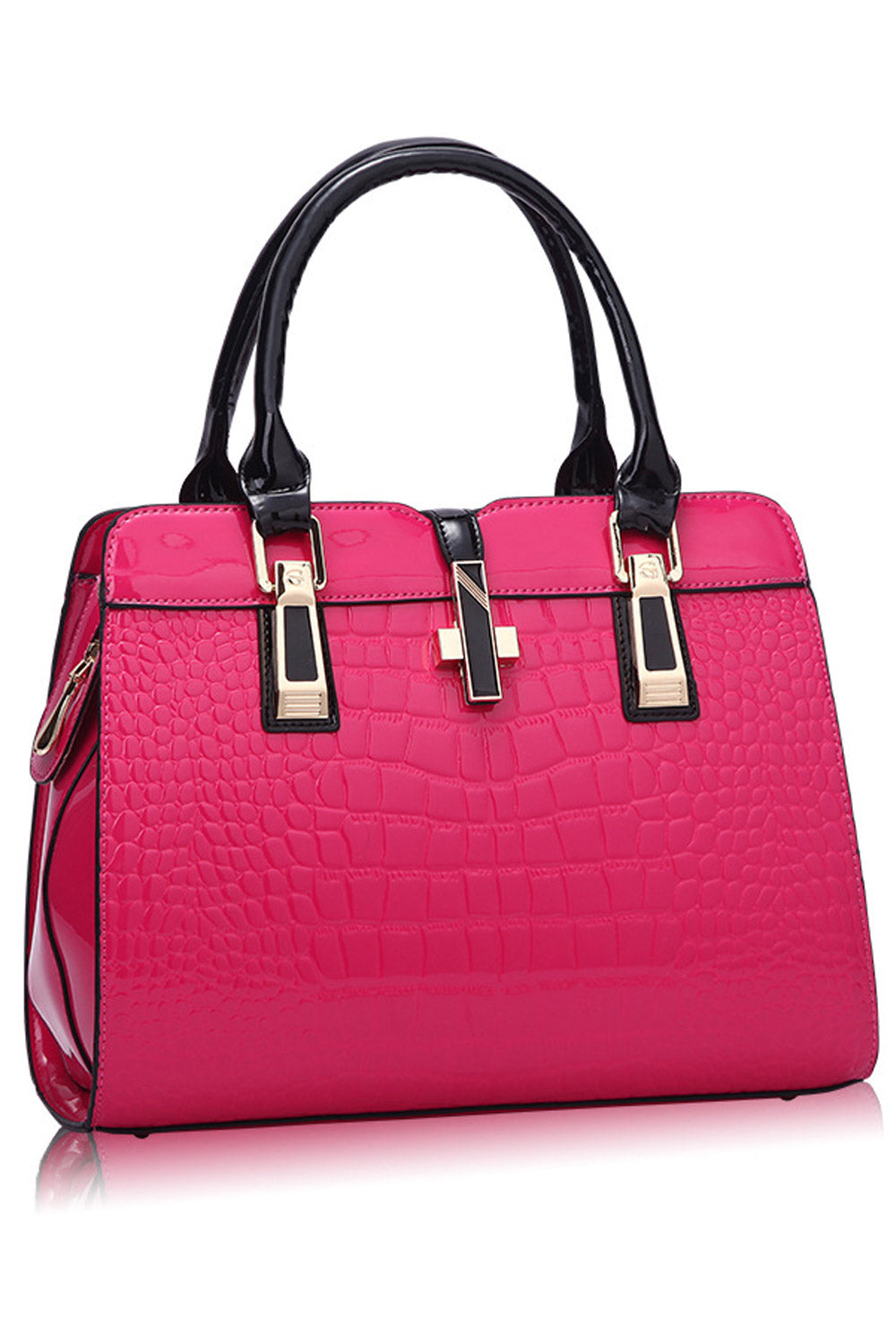 Women Vertical Square Crocodile Pattern Handbag