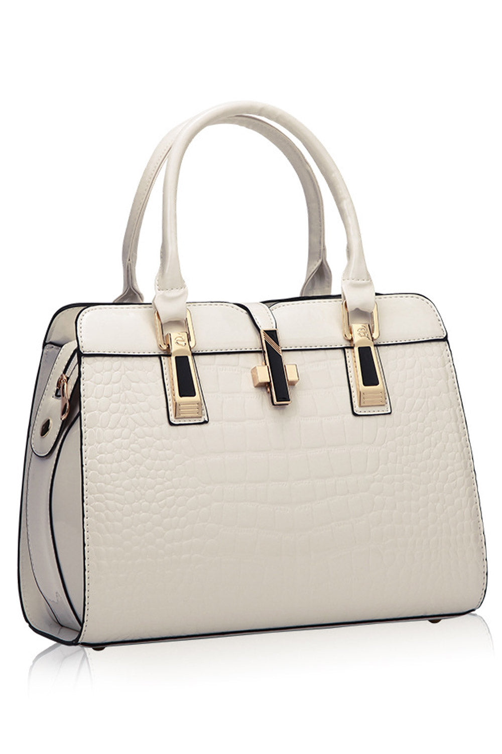 Women Vertical Square Crocodile Pattern Handbag