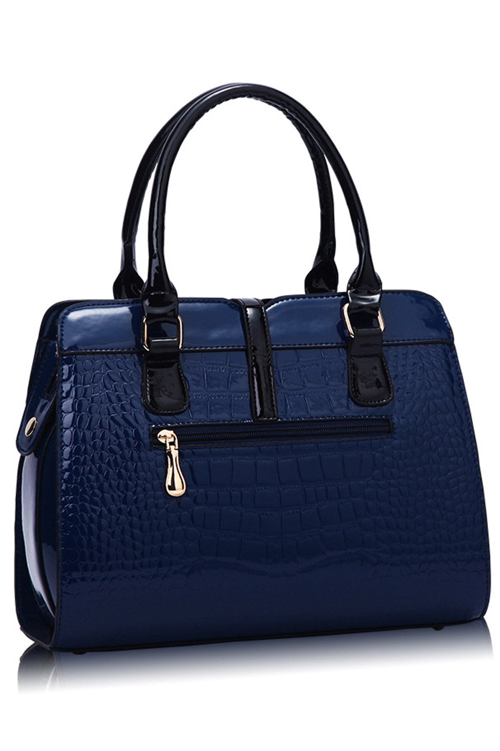 Women Vertical Square Crocodile Pattern Handbag