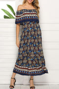 Women Off Neck Floral Printed Breathable Dress