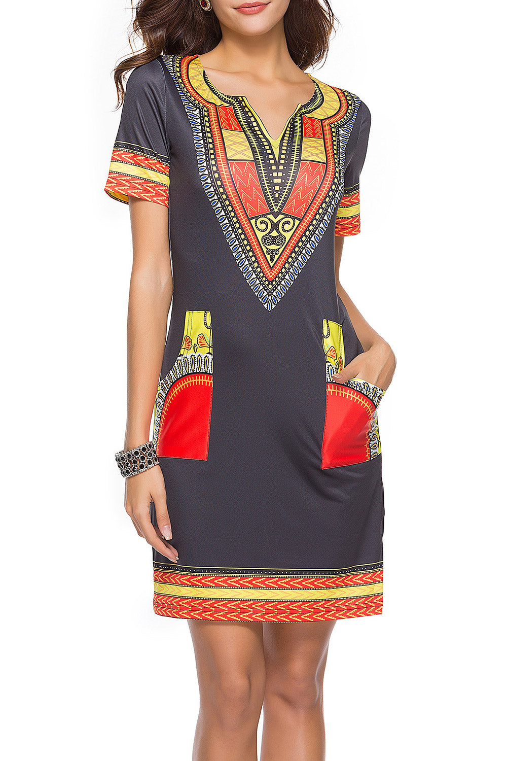 Women Slim Body Printed Sheath Summer Dress