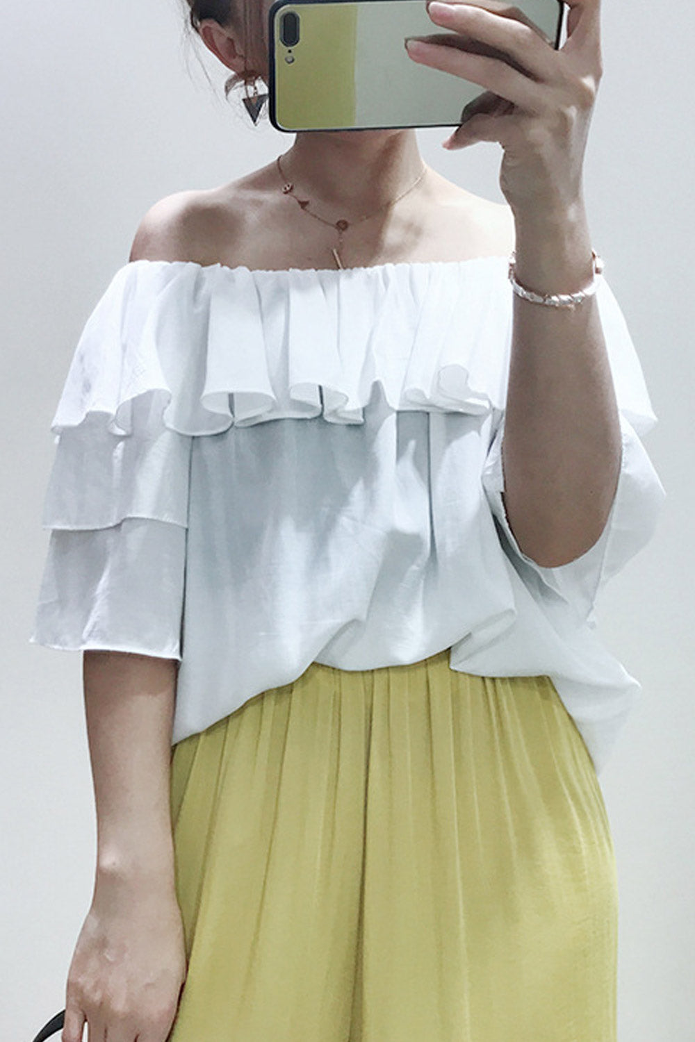 Women Pleated Round Neck Soft Casual Blouse