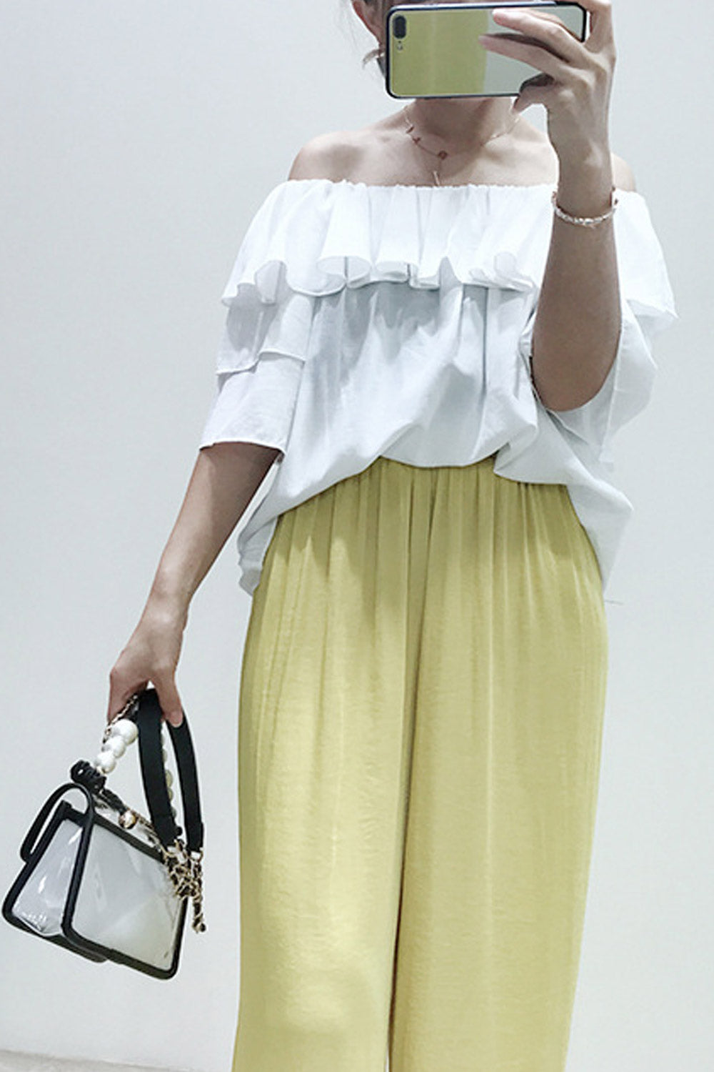 Women Pleated Round Neck Soft Casual Blouse