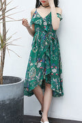 Kids Girls Strap Neck Big Flower Vacation Dress