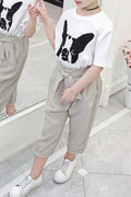 Kids Girls Loose Solid Colored Ti Strap Pant