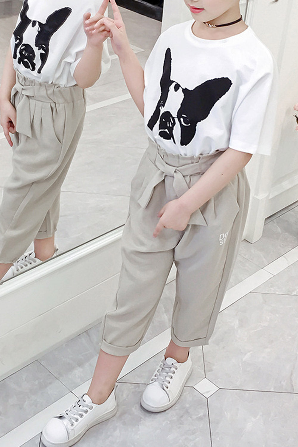 Kids Girls Solid Color Side Pocket Cotton Pant