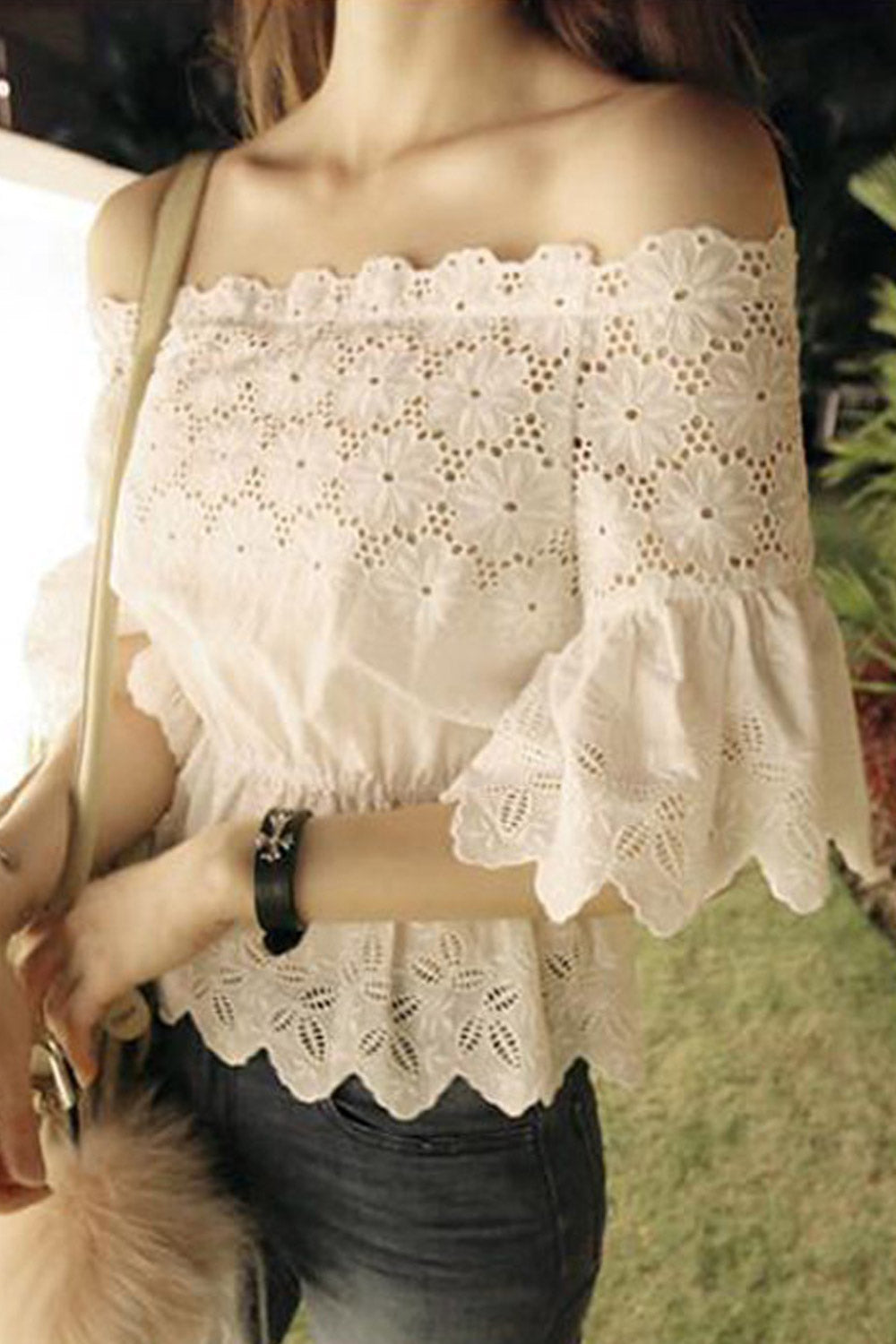 Women Off Shoulder Fascinating Lace Stylish Shirt