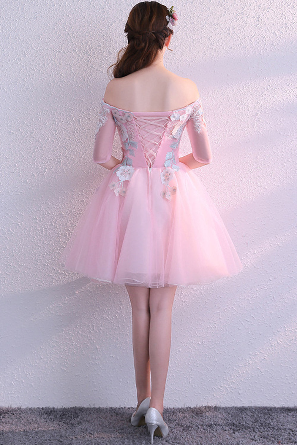 Women Off Shoulder Elbow Sleeve Party Dress