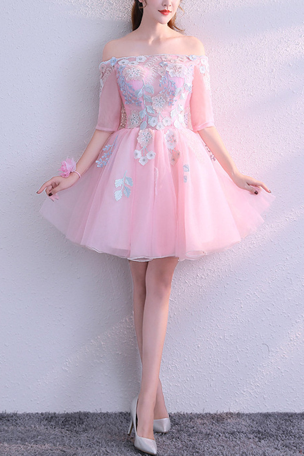 Women Off Shoulder Elbow Sleeve Party Dress