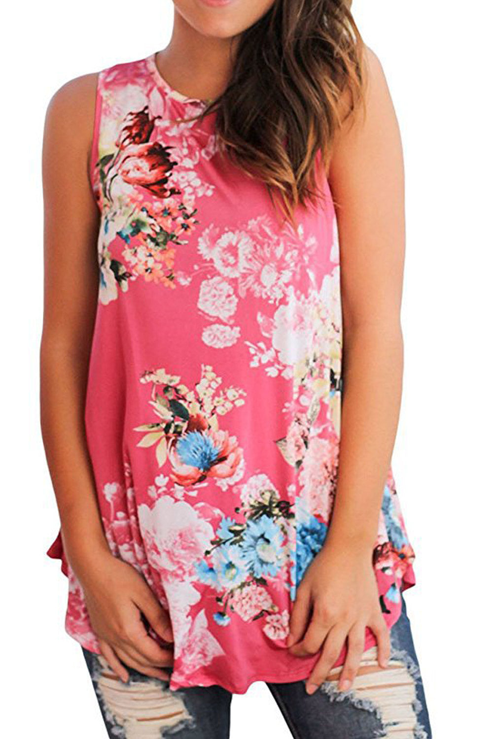 Women High Neck Floral Printed Casual Blouse