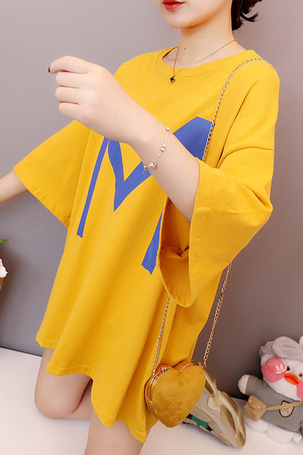 Women Round Neck Loose Casual T-Shirt