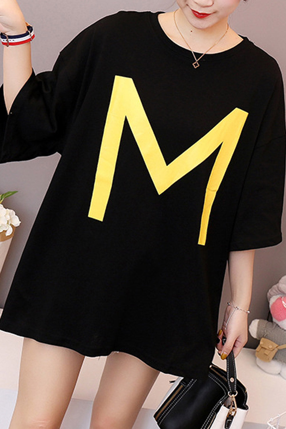 Women Round Neck Loose Casual T-Shirt