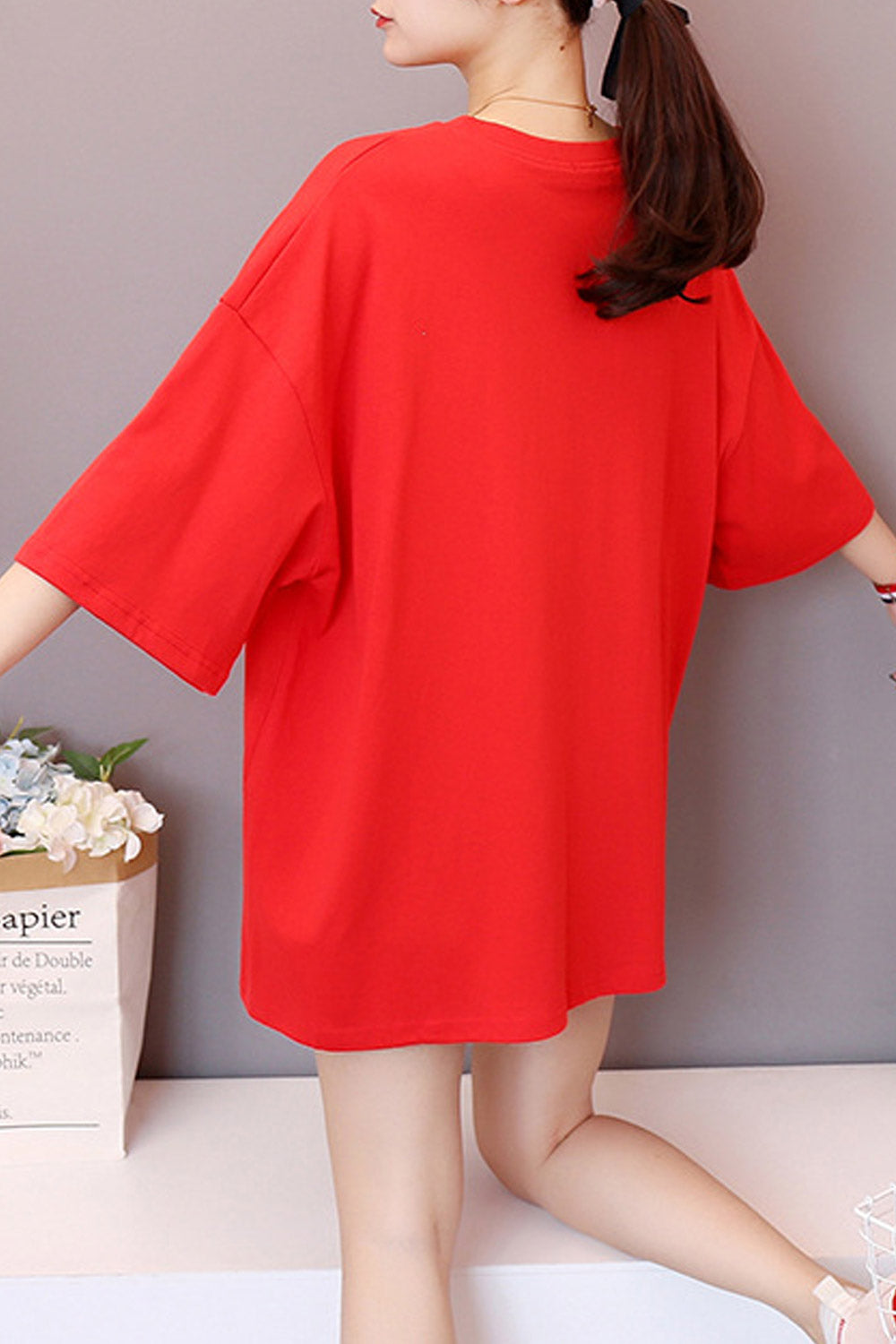 Women Round Neck Loose Casual T-Shirt