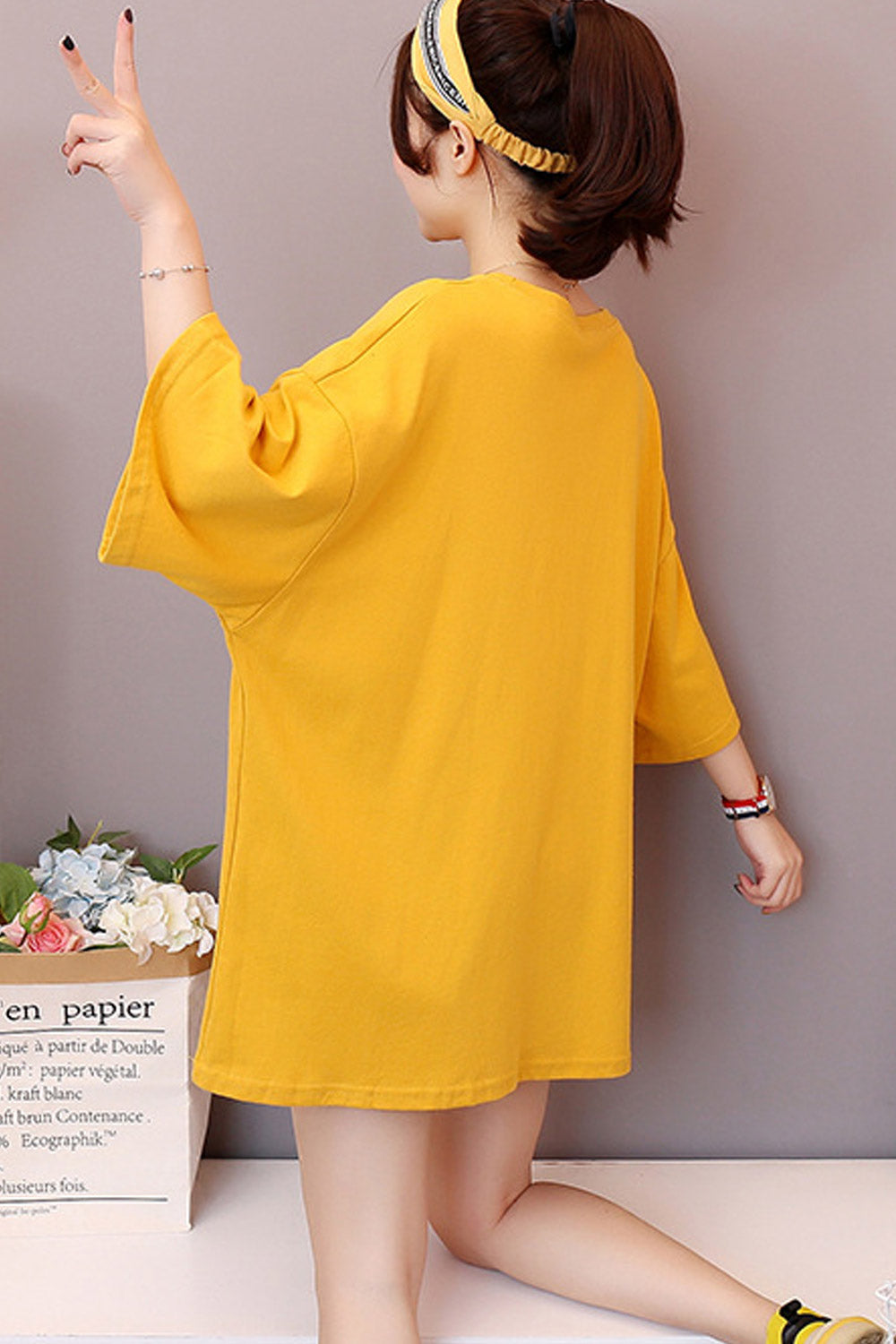 Women Round Neck Loose Casual T-Shirt