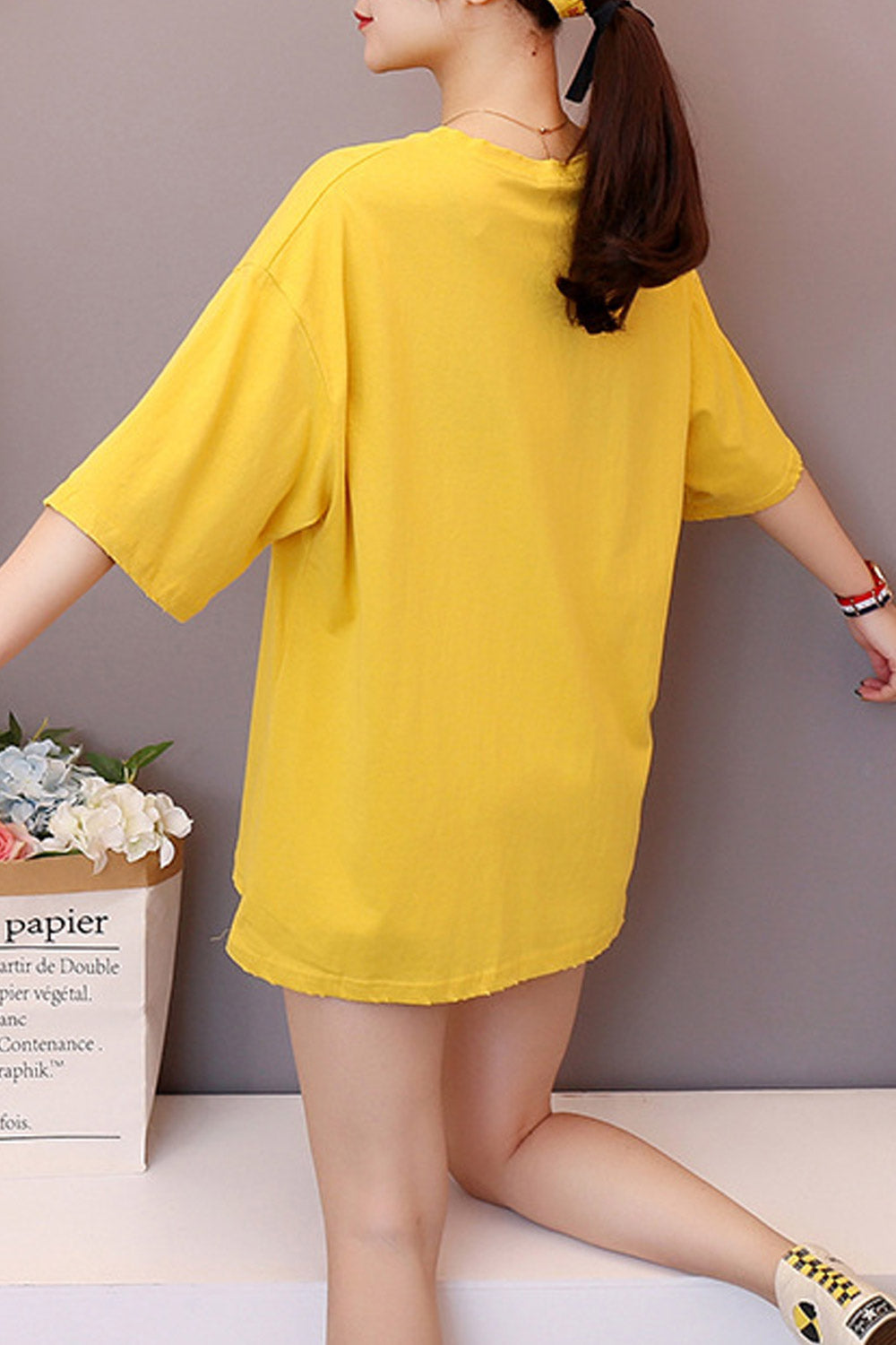 Women Round Neck Loose Casual T-Shirt
