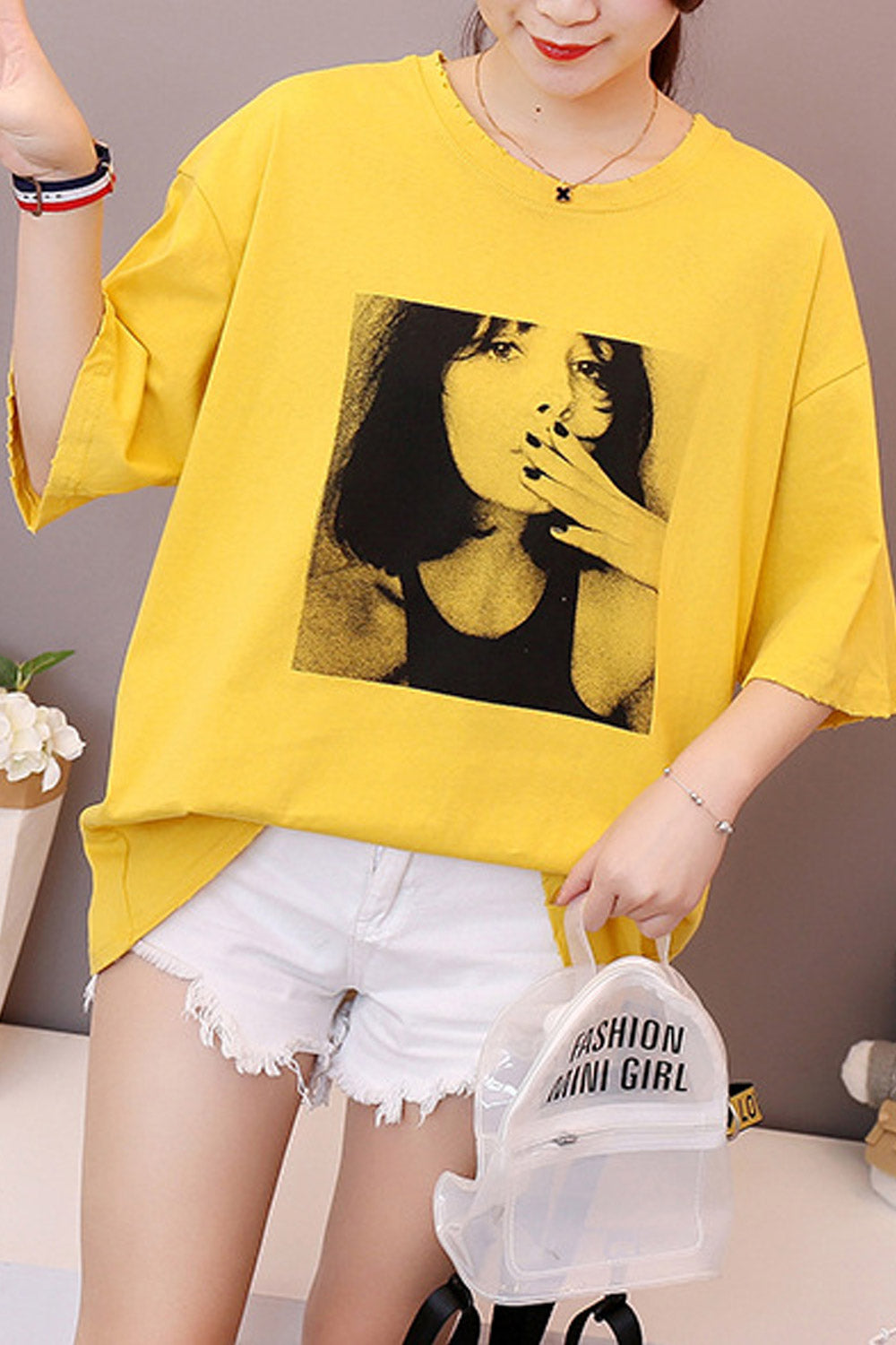 Women Round Neck Loose Casual T-Shirt