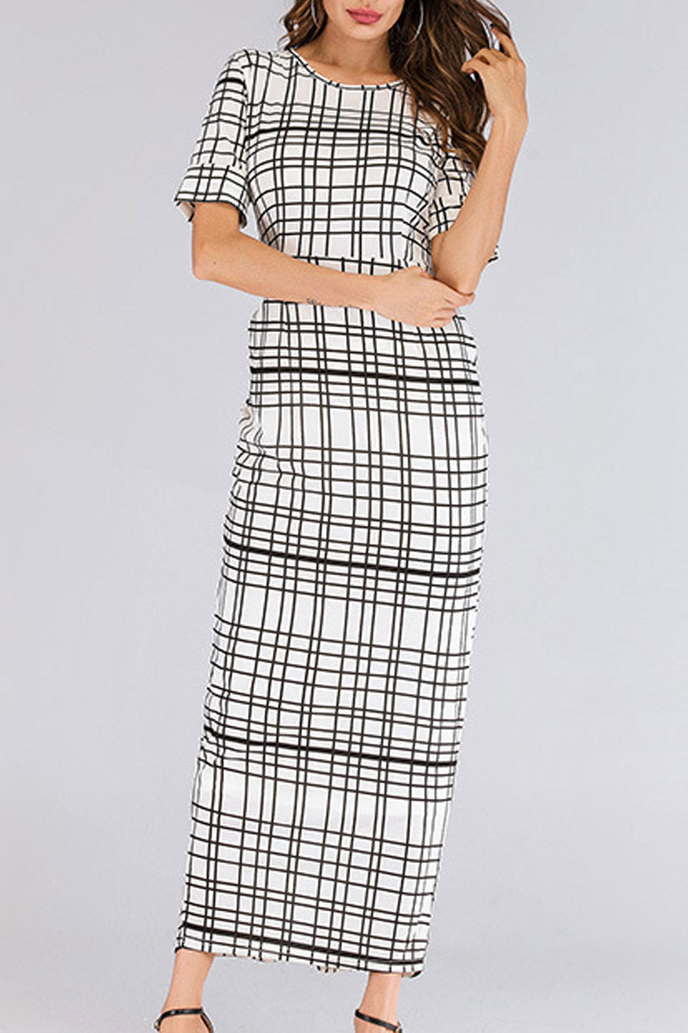Women Slim Fit Round Neck Stylish Long Dress