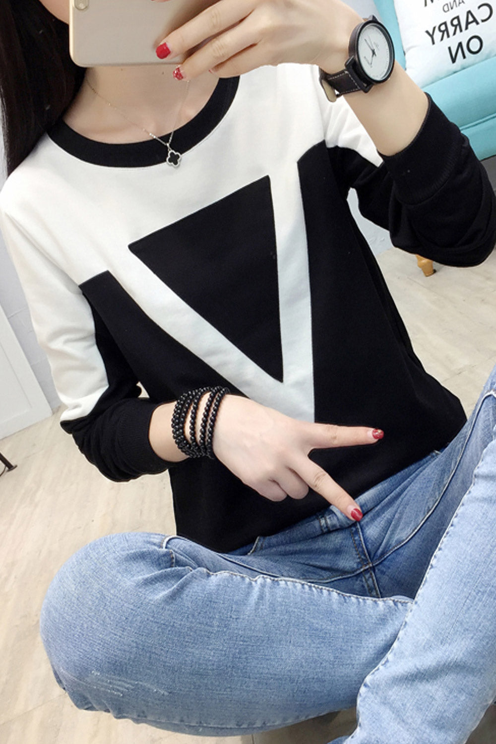 Women Round Neck Slim Fashion Top