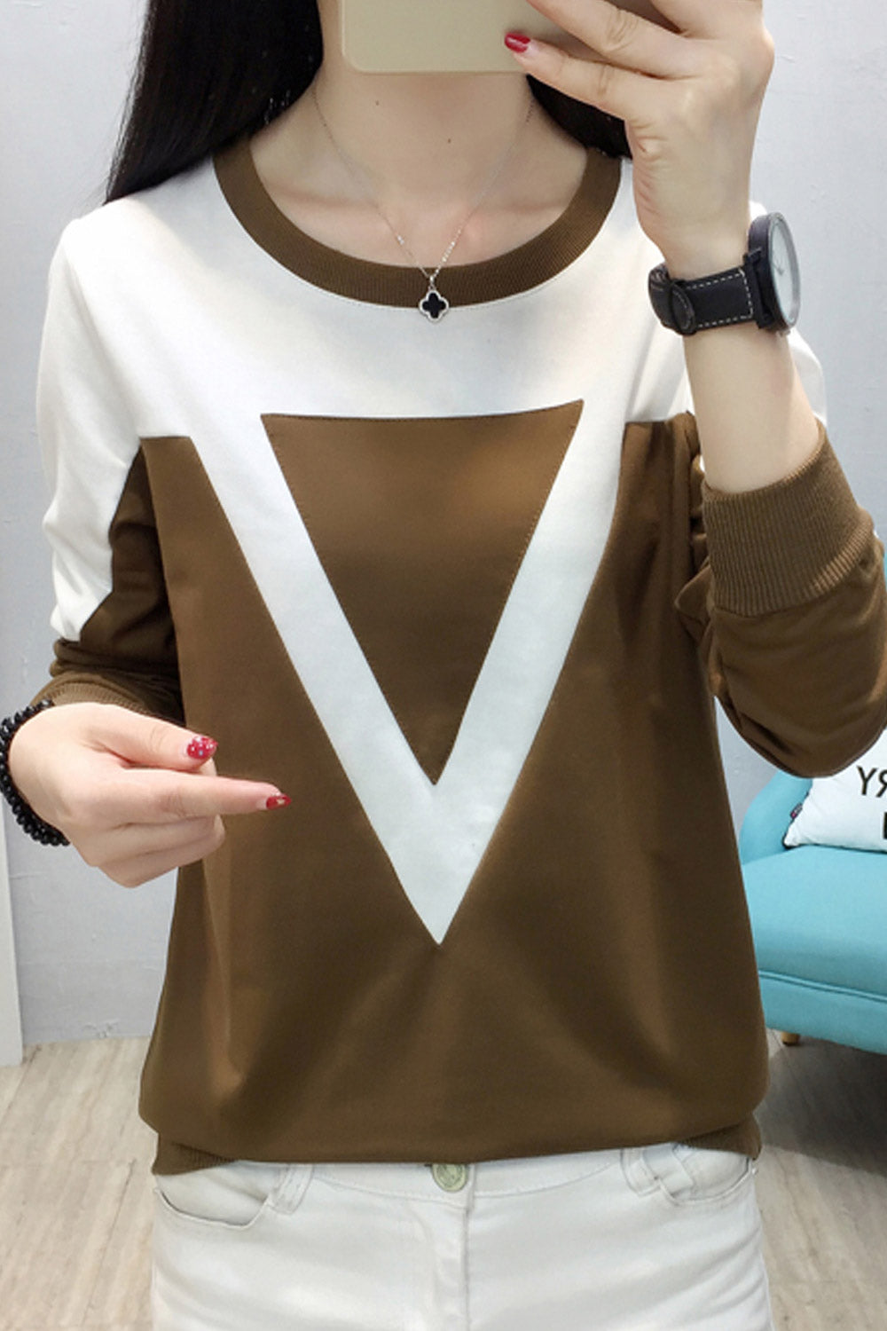 Women Round Neck Slim Fashion Top