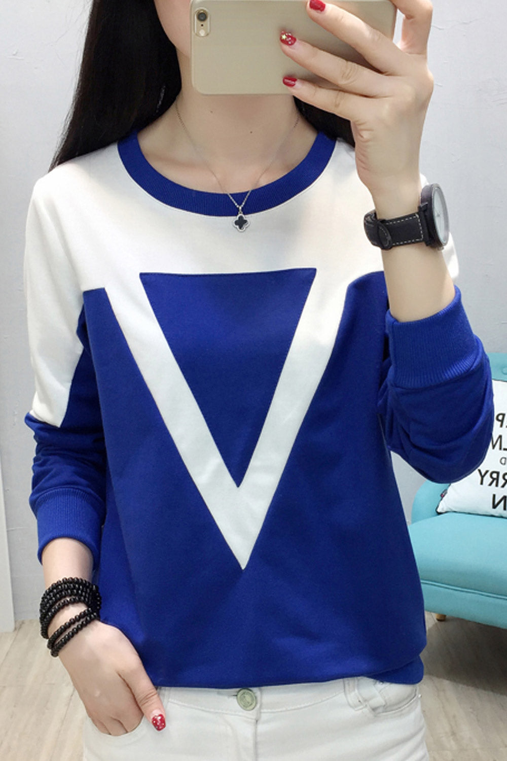 Women Round Neck Slim Fashion Top