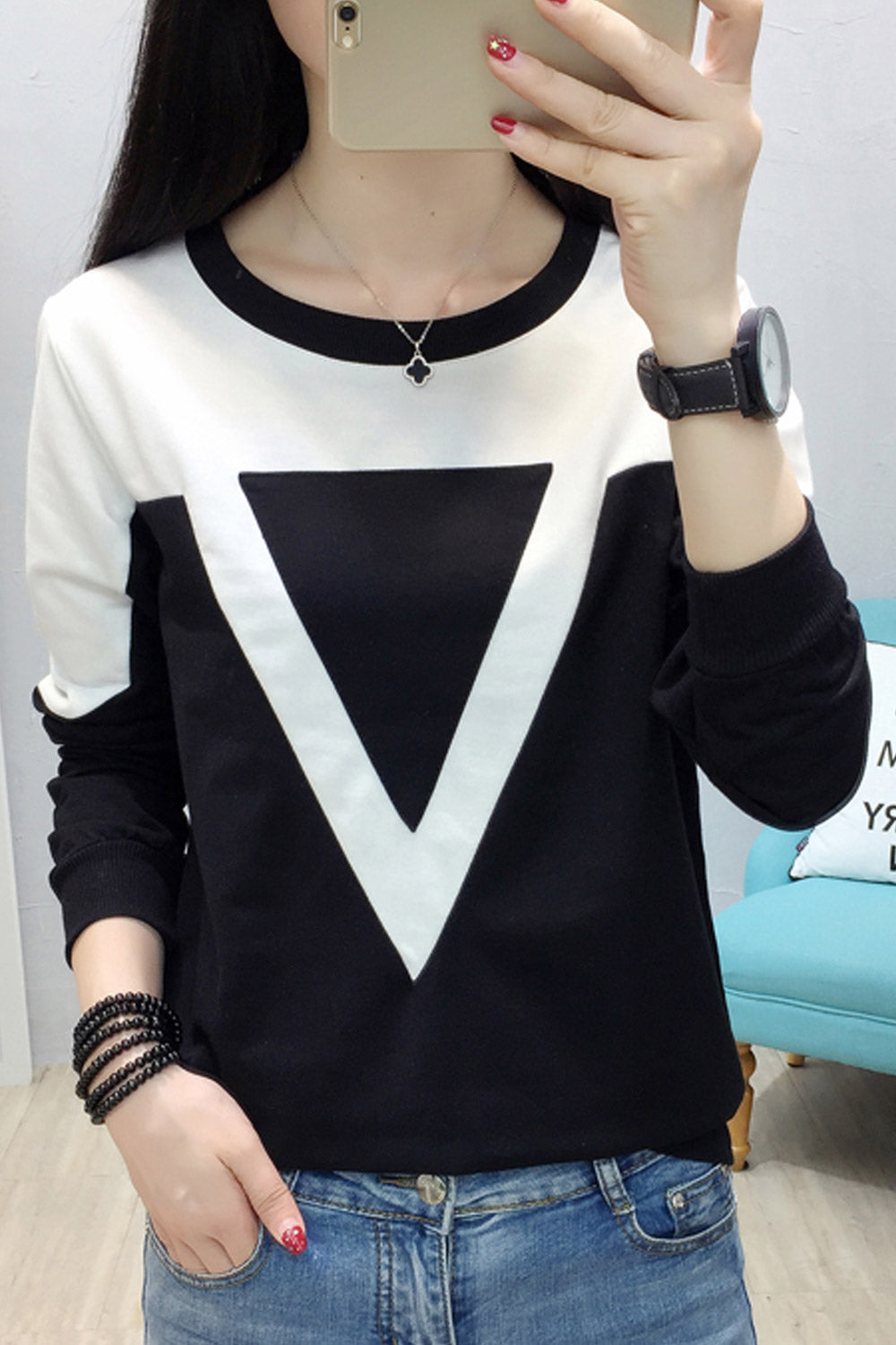 Women Round Neck Slim Fashion Top